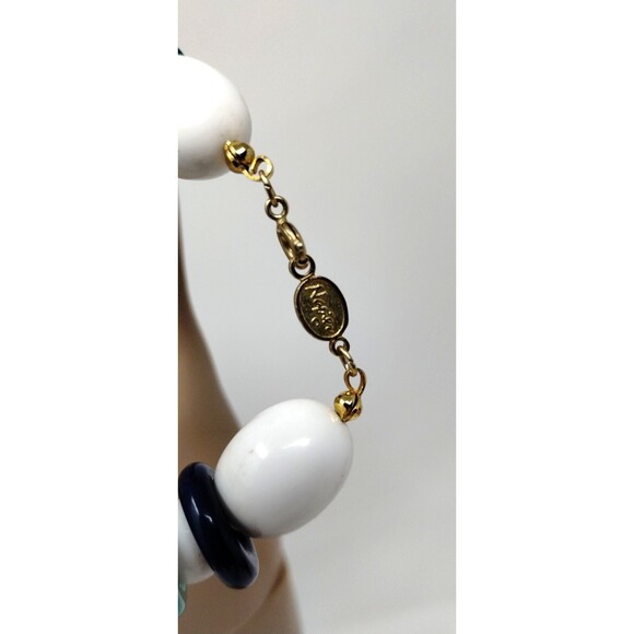 VTG Signed Napier Necklace White Blue Green Bead Mixed Shape Acrylic 18" Retro - Picture 3 of 6